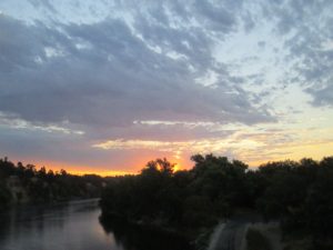 sunrise, morning, Fair Oaks Bridge, American River, water, writing, nature, wildlife